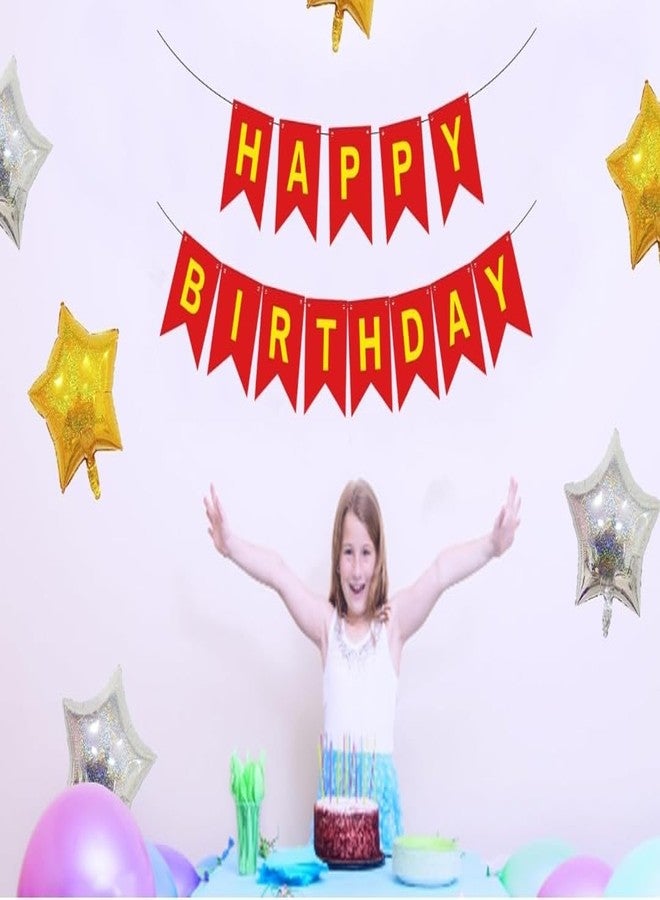 Fun Affairs Happy Birthday Banner Decoration for Kids Bday Party Celebrations Red and Gold - Image 4
